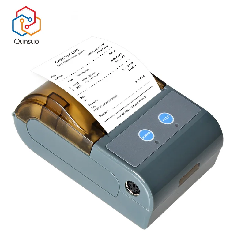 Pos58 Mini Portable Thermal Receipt Printer QS5803 Thermal Label Printer Wireless Bluetooth RS232 Pocket Printer Wholesale