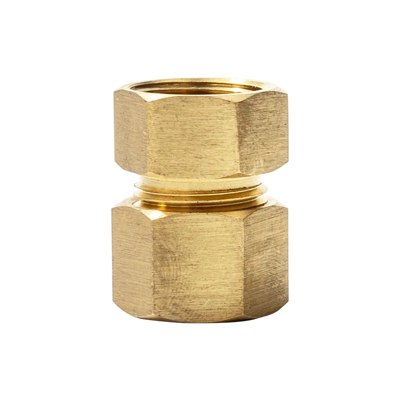 Brass Compression End Insert Hose Connector Fitting Brass Biconical Fitting With Stainless Steel Ring