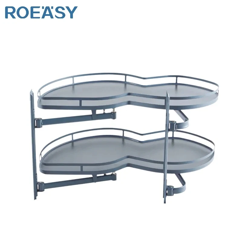 ROEASY Magic Corner 2 Tiers Cabinet Storage Swing Tray  Soft Closing Sliding Pull Out Basket for Cabinet Blind Corner