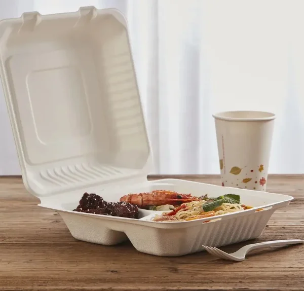 Wholesale Best Quality Biodegradable Disposable Sugarcane Fast Food Box Thickened Lunch Container Takeaway Food Fast Delivery