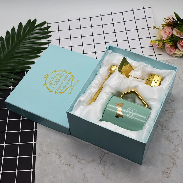 Custom Elegance Light Luxury Mug Set Marble Gift Box Ceramic Coffee Cup