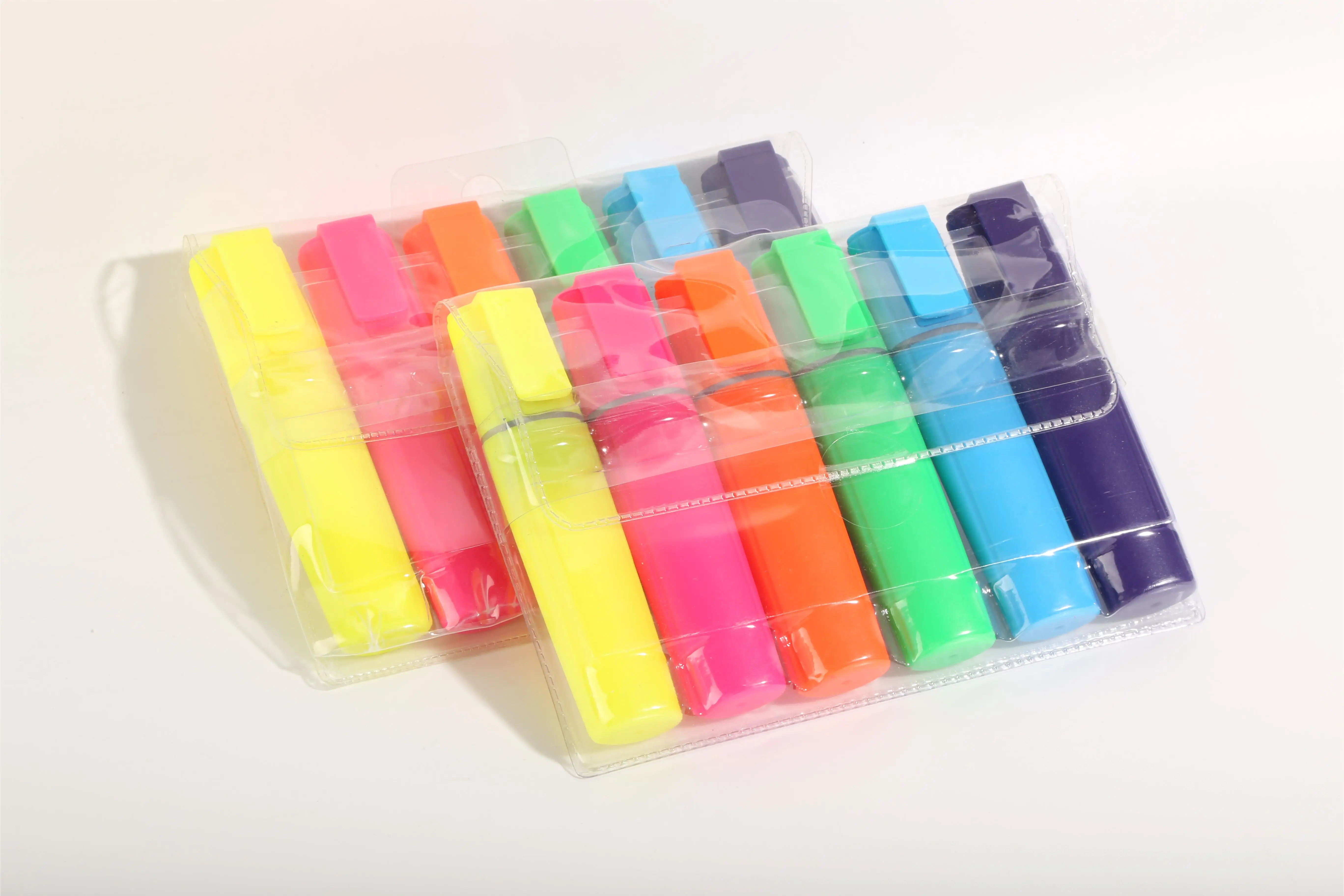 multi 6 neon colors highlighters marker pen set non-toxic soft oblique tip customized highlighter markers