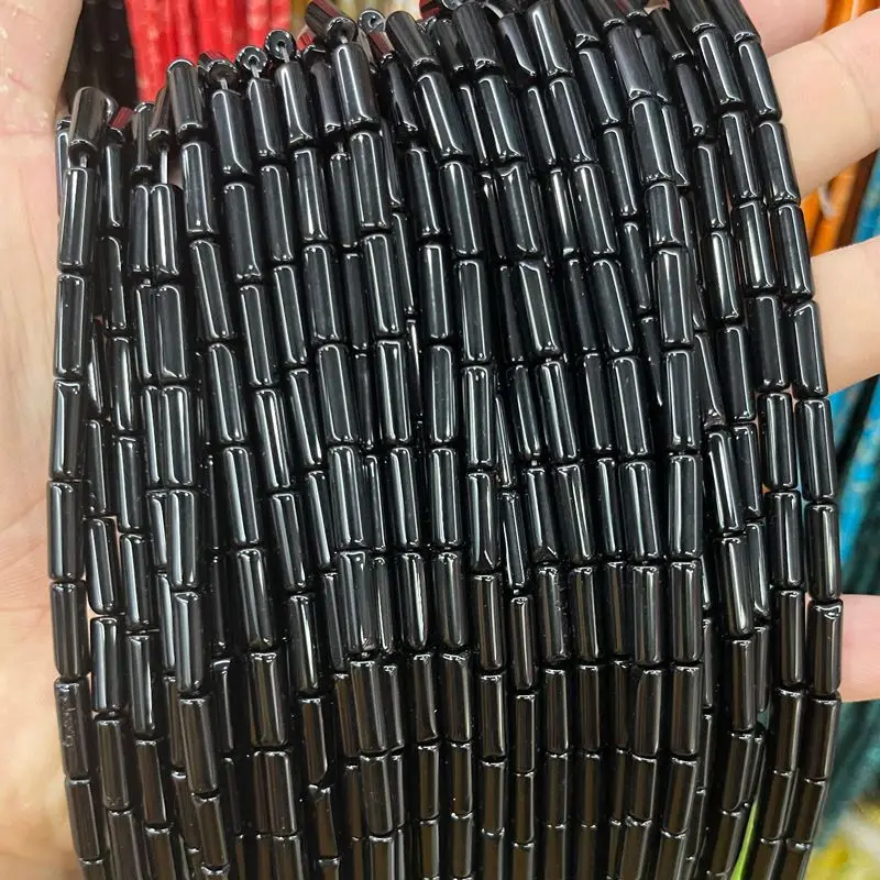 4*13mm Natural Stone Cylinder String Round Barrel Long Straight Pipe DIY Bead Powder Imperial Stone Loose Beads Jewelry Making