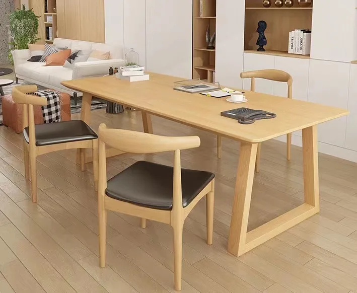Nordic Style Solid Wood Rectangle Table Modern Simple Ash Dining Hotel Household Dining Tables and chairs for restaurant