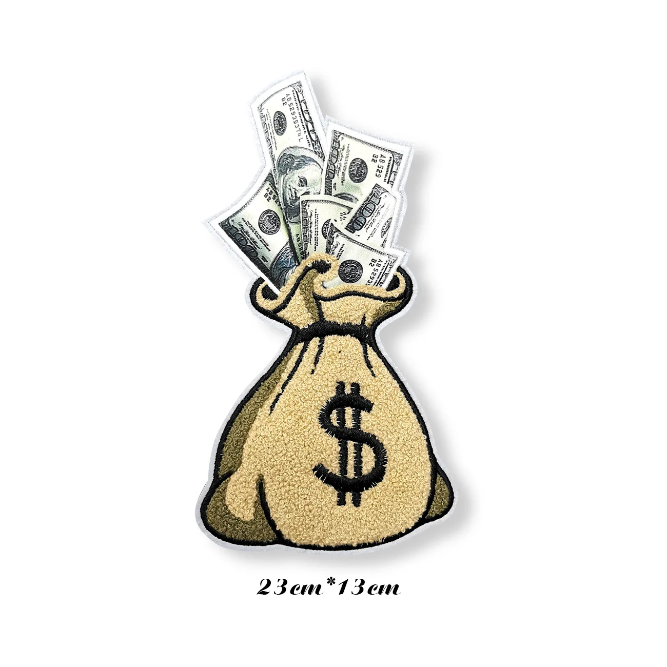 Wholesale Customized Money Printed Sequence Embroidered Patches Iron on