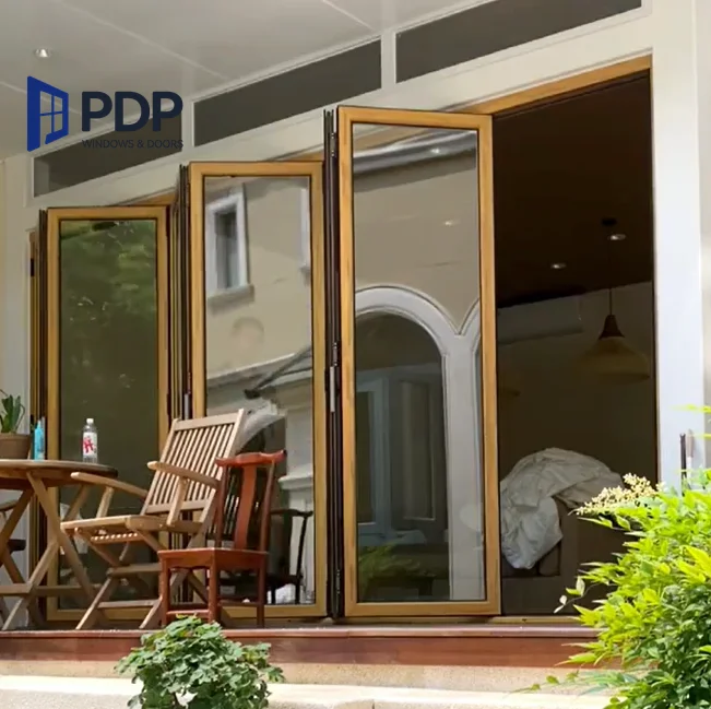 All Sizes Available Thermal-Insulated Teak Wood Folding Door Designs for Supermarket Applications