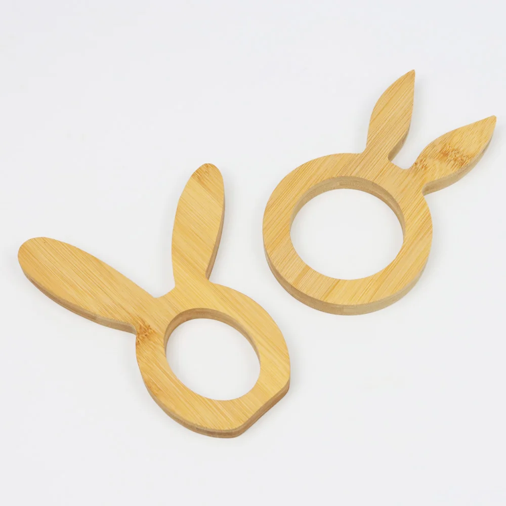 High-Quality Unique Design Natural Bamboo Bunny Shape Napkin Ring For Table Setting Decor