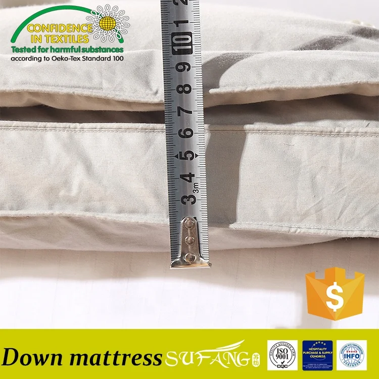 Sufang brand hotel supply 2 layers 10cm height microfiber down filling mattress topper pad