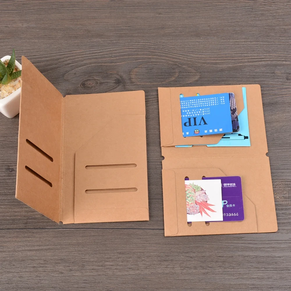 Personal Size Kraft File Folder with Envelope Insert for Travelers Notebook Credit Card Holder Midori Accessories Unique Design