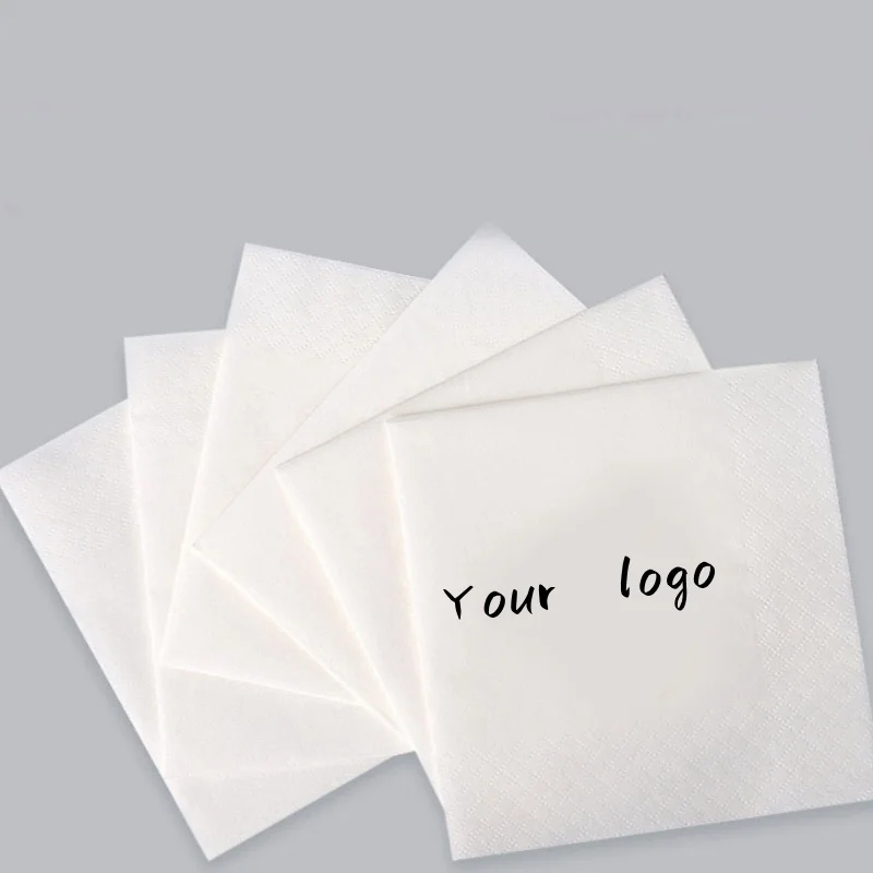 Manufacturers Custom 2/3ply Napkin Logo Dinner Hotel Wedding Party Beverage White Printed Serviette Tissue Paper Wedding Napkins