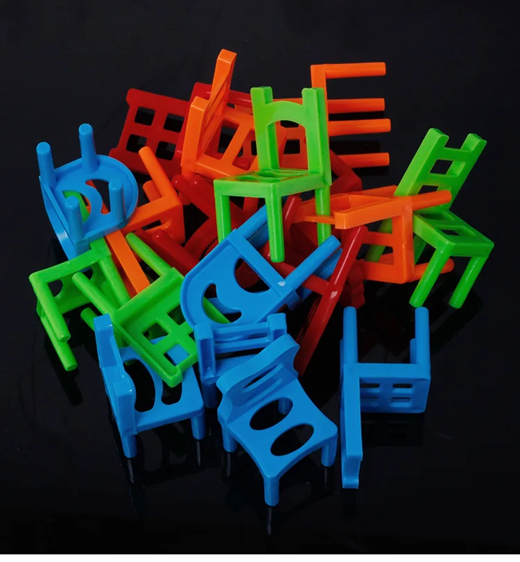 DIY Building Block Set Family Gathering Interactive Game Plastic Chairs Stacking Tower Balancing Game Chairs Game Toys