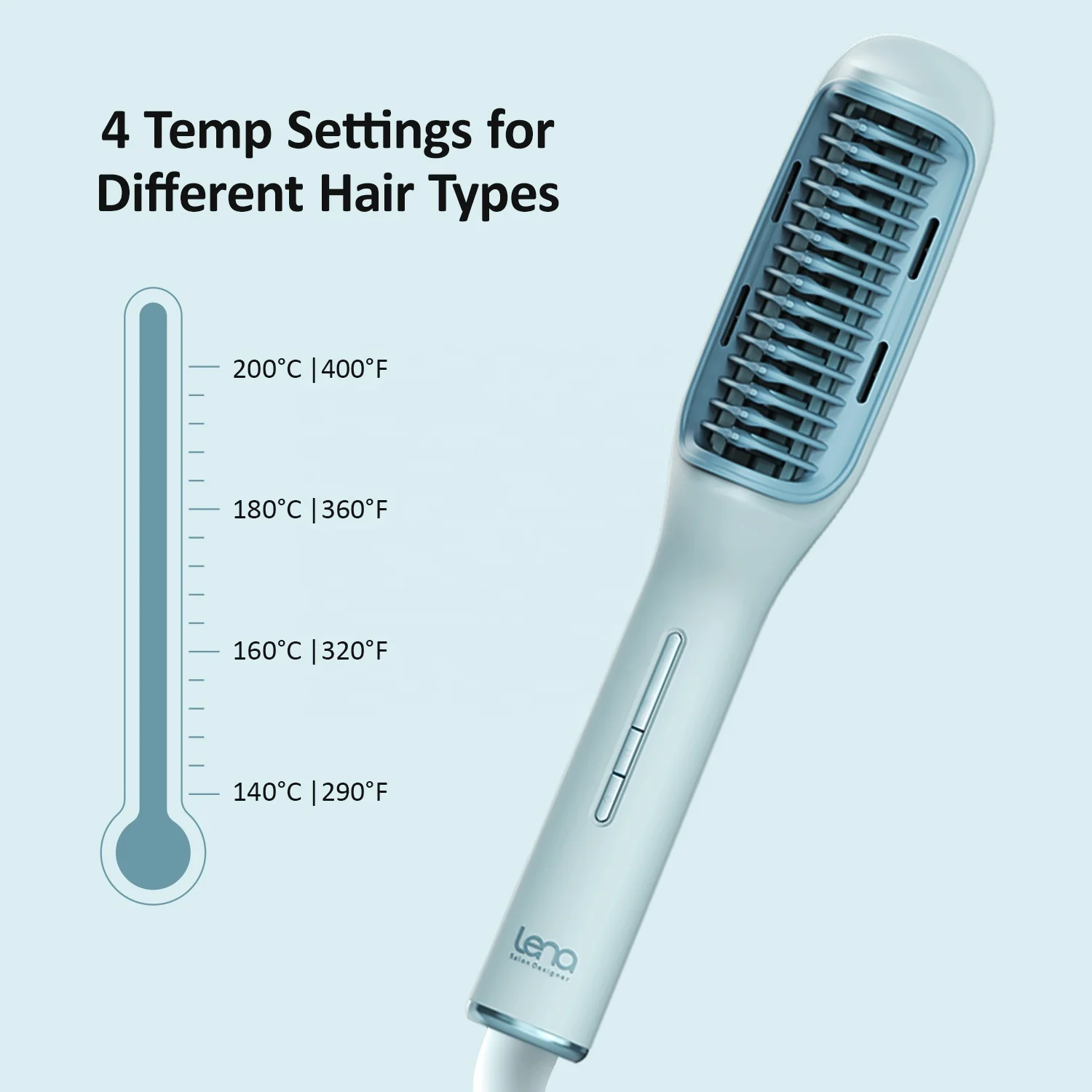 Lena Innovative Design Professional Flat Iron Comb Portable Ceramic Ionic Electric Hot Comb Hair Straightener Brush