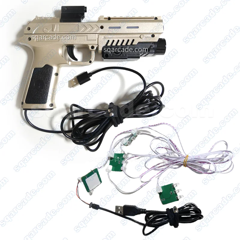 Arcade Game Gun Modified to USB Light Guns With 4 LED Sensor For PC Shooting Game With Shock And Recoil