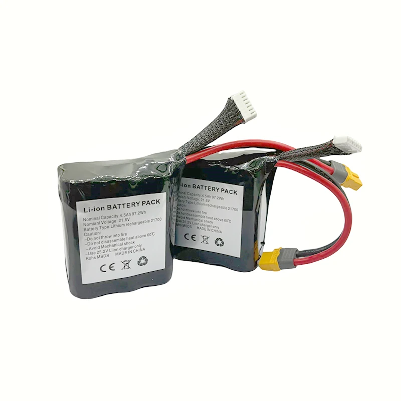 Factory custom rechargeable lithium-ion 21700 6s1p battery pack XT60 22.2V 4200mAh 21700 P42A lithium battery pack for UAV