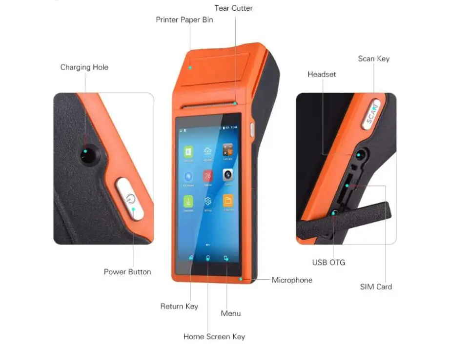 Barway Android Pos Barcode Scanner Mobile Handheld Device Nfc 3G Terminal With Touch Screen