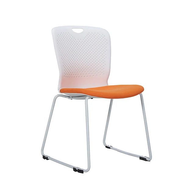 New Fat people leisure fixed base training PP meeting event resin no arms white office visitor chair