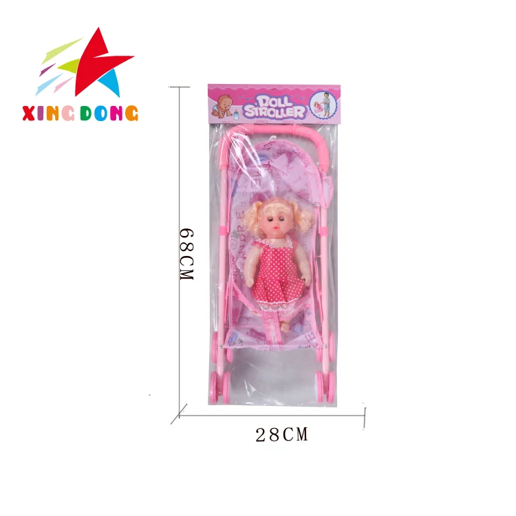 Kids Toys Popular Baby Infant Doll Stroller Carriage Foldable with Doll Mini Stroller Toys Gift Pink Pull Cart Toys