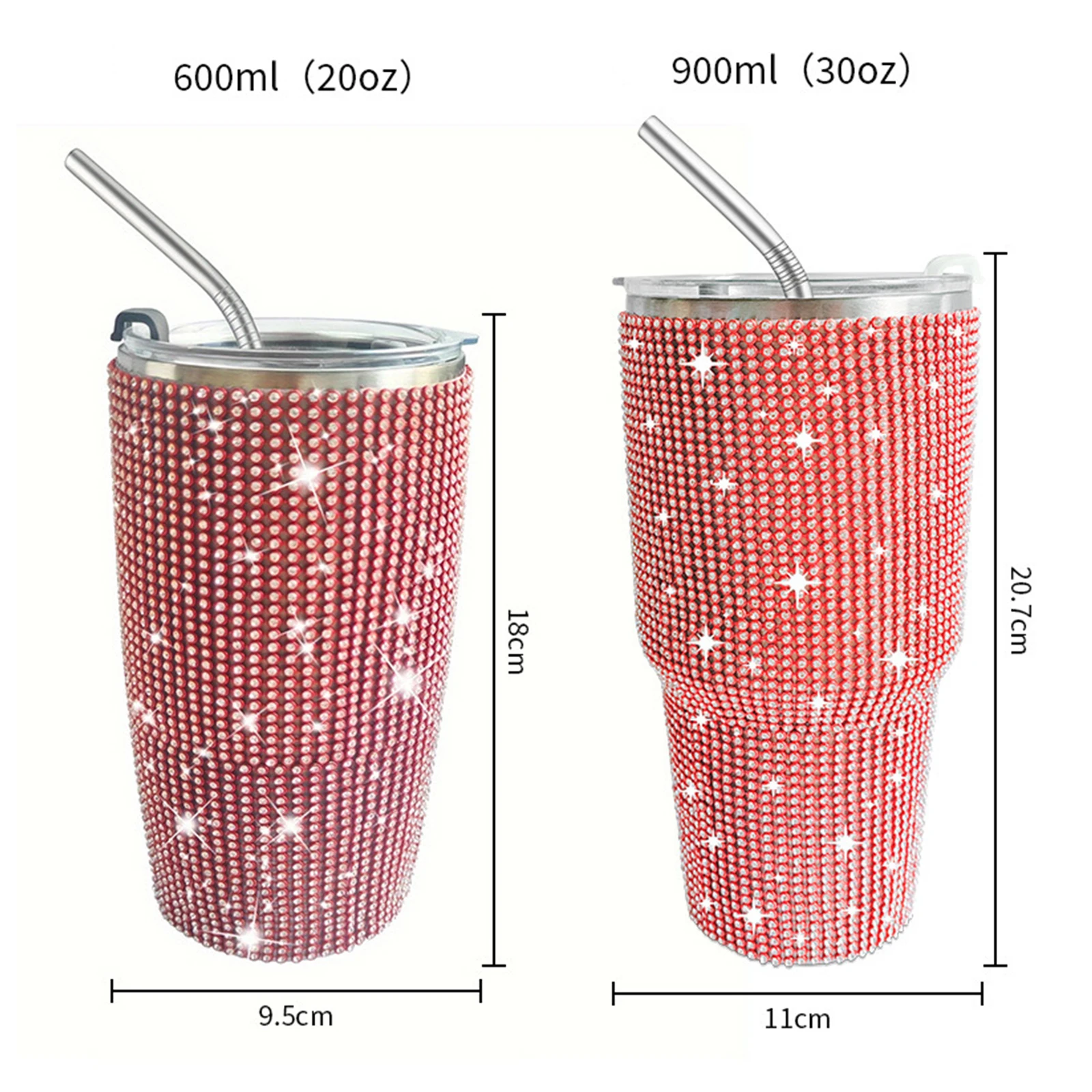 30oz 40oz Diamond Studded Car Cup Outdoor Barbie Bling Tumbler Stainless Steel Vacuum Insulated Mug Cup with Rhinestone