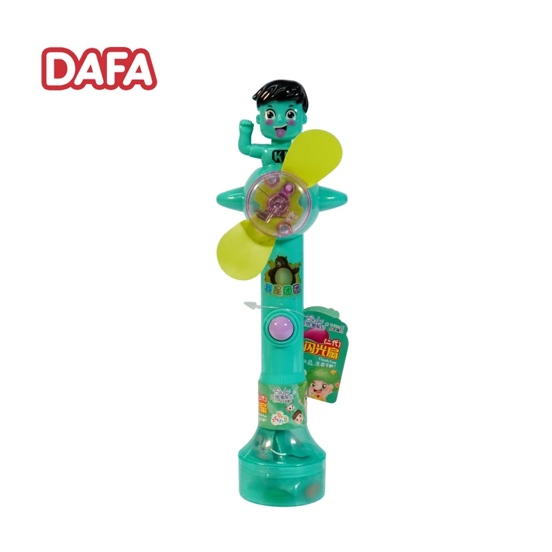 Hot Selling Sweets Candy Toy Flash Fan Holder With Chocolate Bean For Kids