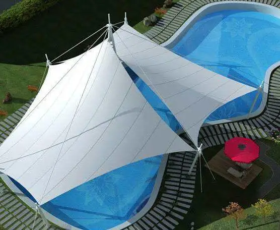 Outdoor architecture tensile membrane fabric shade roof for swimming pool