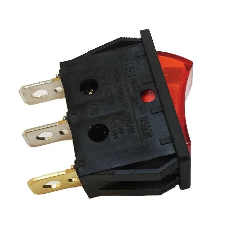 Towei factory kcd1 13A~250V 6A~250V t105 red 3 pins 2 position electrical lamp light rocker switch for light