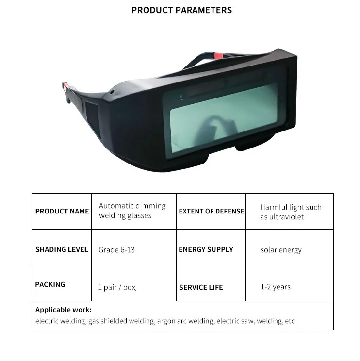 Professional Auto-Darkening Welding Glasses Black Athermal Safety Goggles PC ANSI Z87.1 Certified Anti-Impact Eye Protection