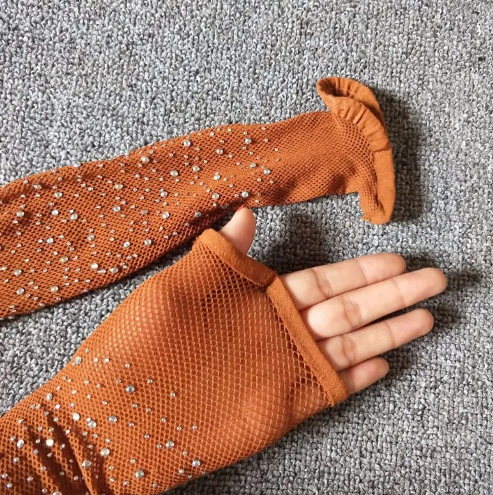 2023 Rhinestone Fishnet Stockings Sexy Tights Women girl Lasting Sheer Control Top Toeless bling Pantyhose