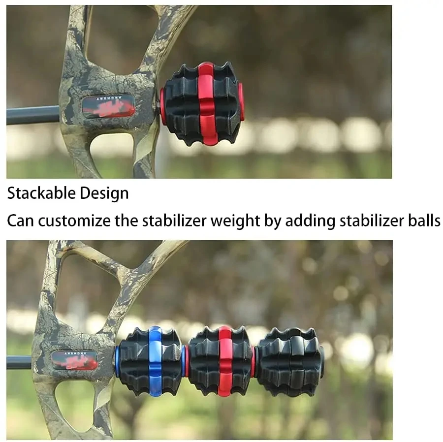 1Pcs Archery Stackable Bow Stabilizer Ball Reduce Shock Absorber Balance Bar Vibration Damper for Recurve Compound Bow