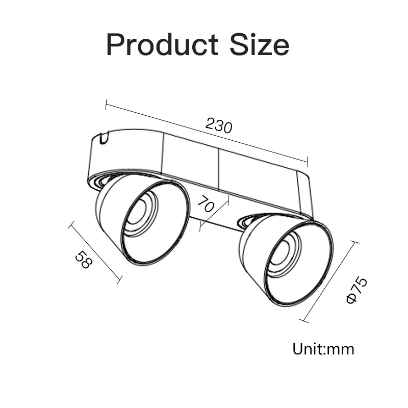 XrzLux 15W Nordic Modern Double Head Surface Mount Ceiling Spotlight Aluminum 355 Degree Rotatable Adjustable Led Downlight