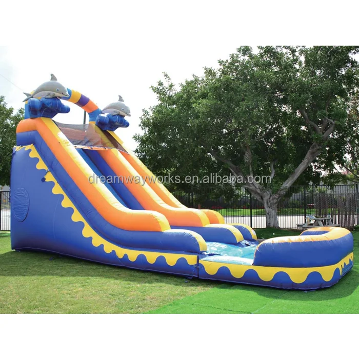 
Blue Crush double lane waterslide inflatable, inflatable water slide giant 