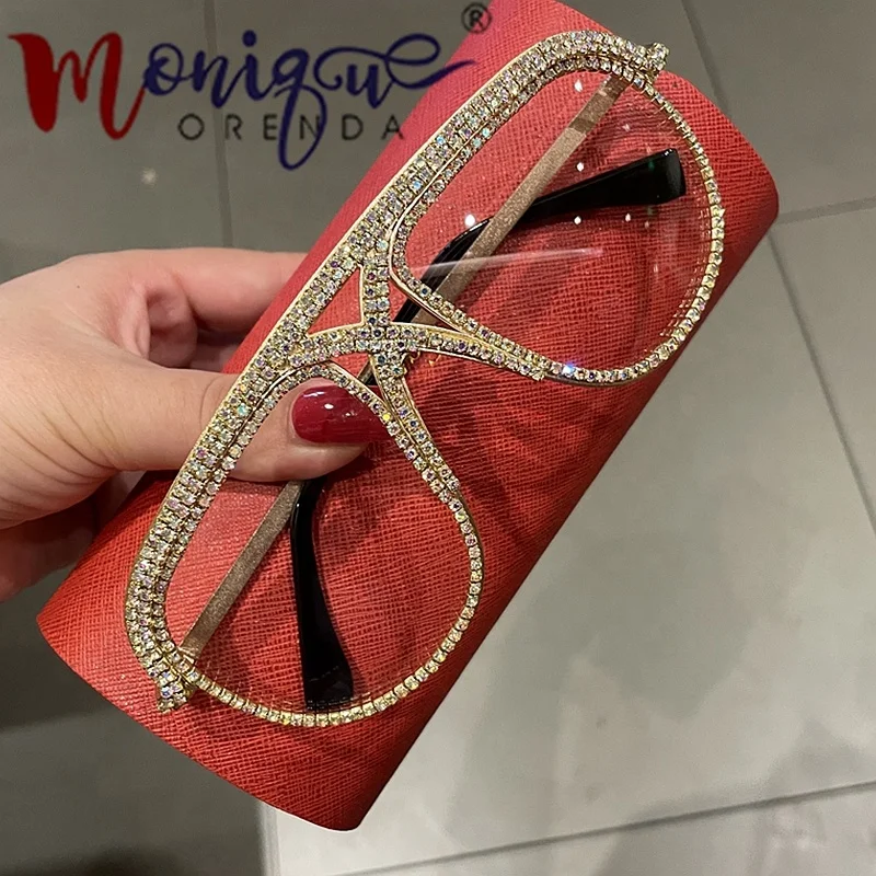 Женские солнцезащитные очки большого размера, модные брендовые дизайнерские роскошные мужские солнцезащитные очки со стразами в металлической оправе, 2021