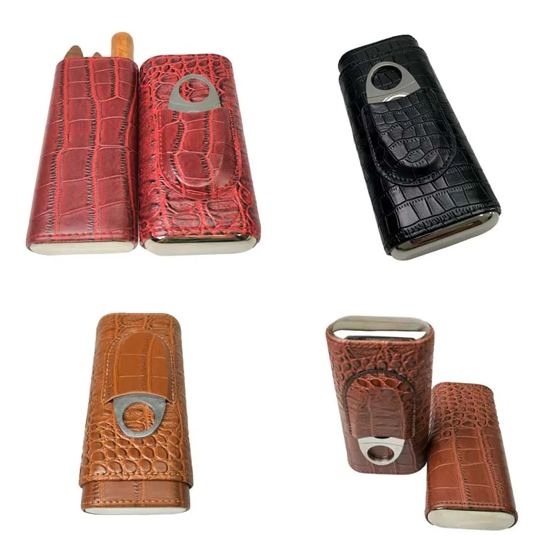 Customized Cigar Box Gift Set Box Handmade Wooden Glass  Luxury Cigar Humidor For Humidity Control