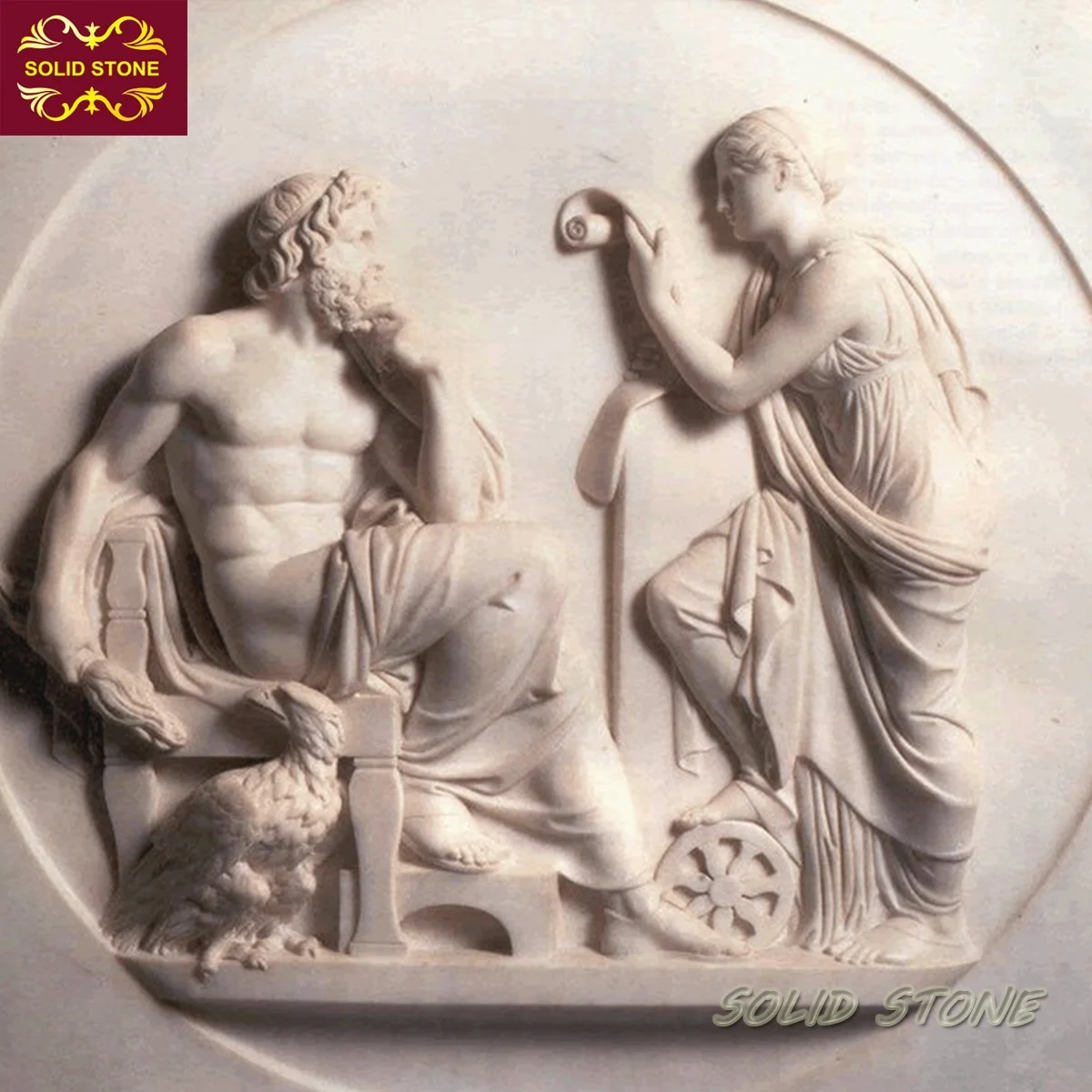 Глазное украшение для фасада рельефная резьба из натурального белого мрамора