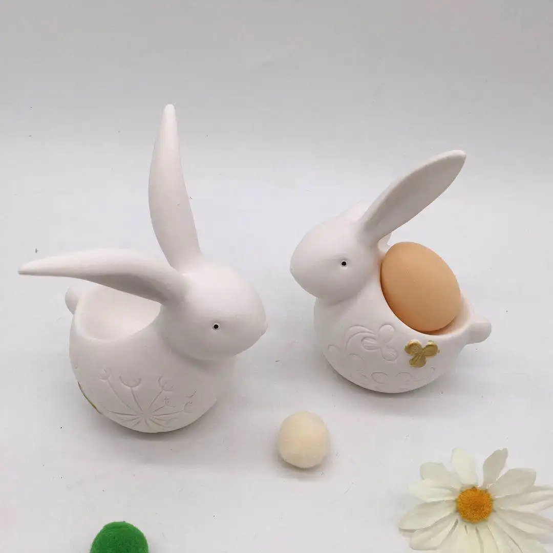 Easter white porcelain rabbit egg cup