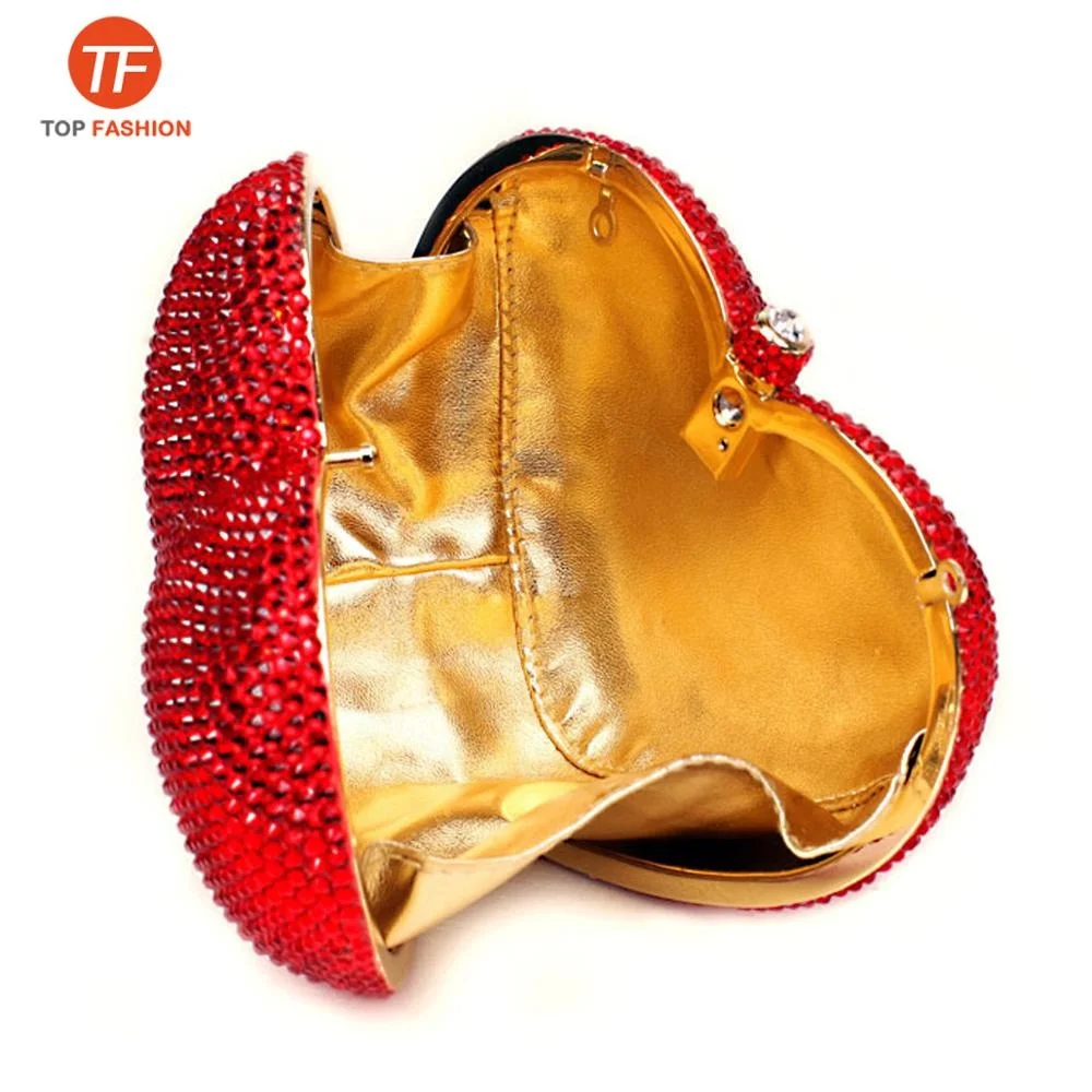 
Luxury Heart Shape Crystal Women Clutch Bag Rhinestone Evening Bag Party Purse from Factory Wholesales 