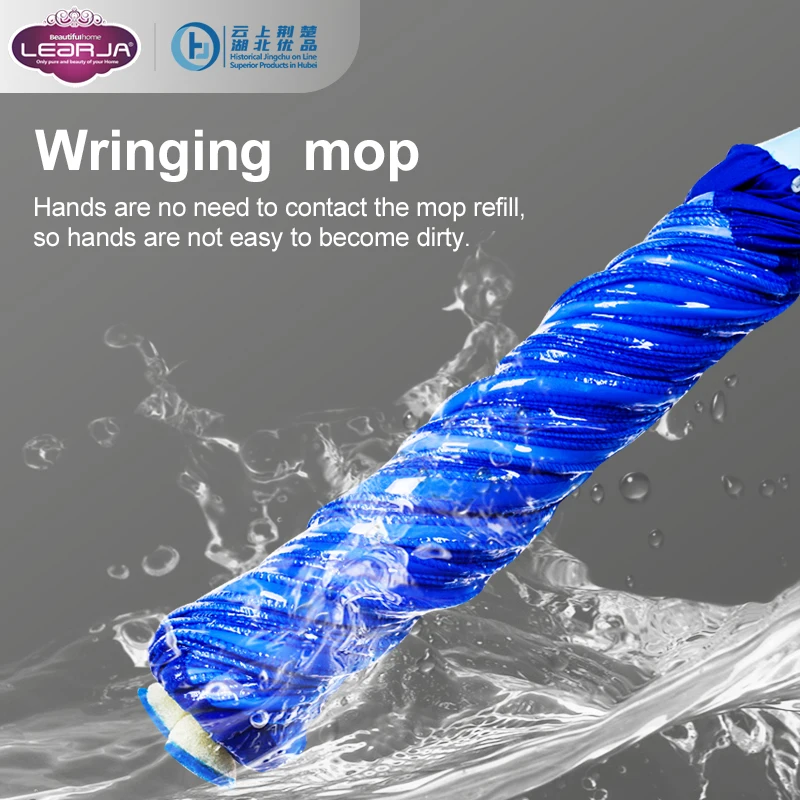 Floor Mop Hand Free 360 Magic Twist Mop With Microfiber Mop Refill And Stainless Steel Pole