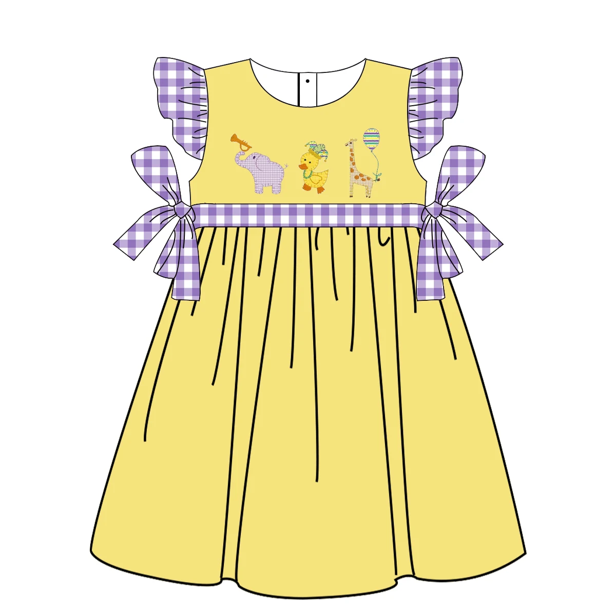 2022 Mardi Gras baby girls dress designer chicken embroidered flutter sleeveless skirt knitted baby boutique clothes girls dress