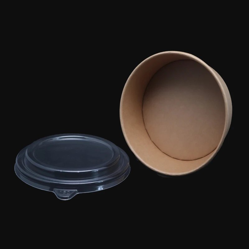 
Round 500ml-1500ml Kraft Paper Salad Bowl Disposable Lunch Spaghetti biodegradable leak proof takeaway food containers 