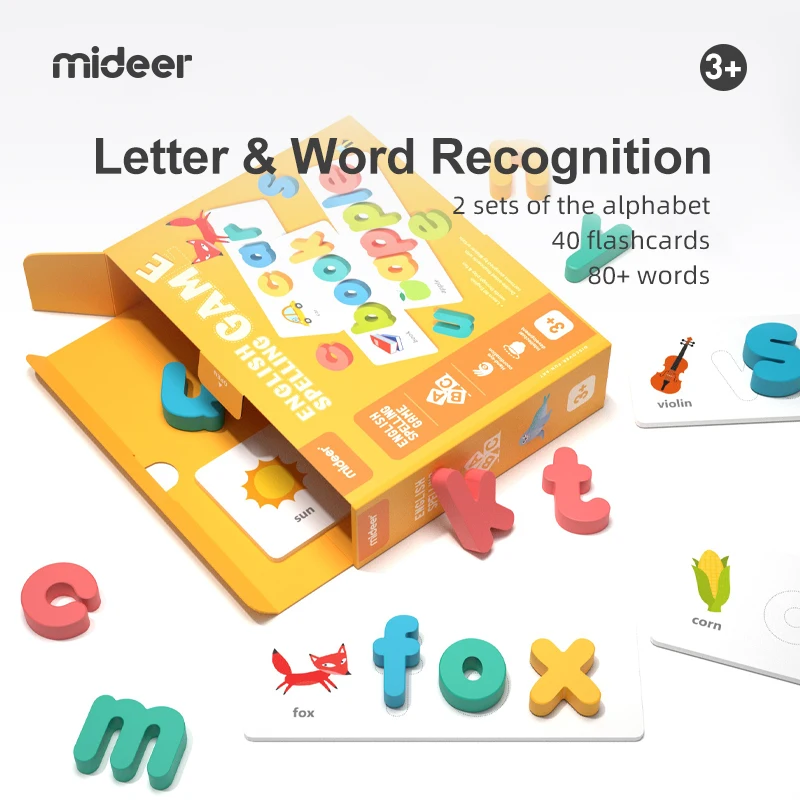 MIDEER развивающие игрушки английская игра правописания деревянные для детей Обучающие ABCs и ранний словарный запас