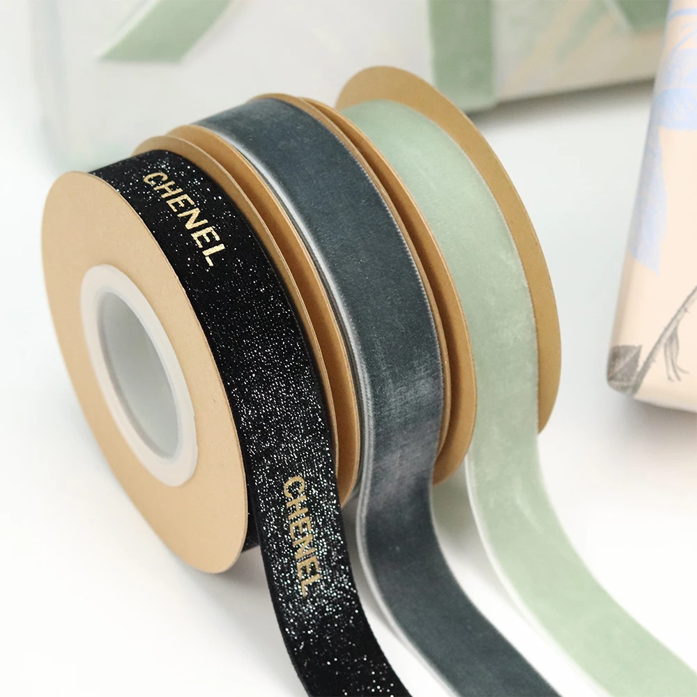 Hot Selling Single Face Silk Velvet Ribbon 6mm-50mm Width Wholesale Ribbon Custom Logo for Gift Wrapping and Crafts