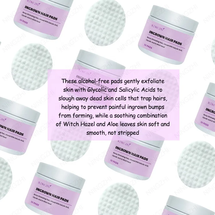 NingZhi Customized logo Glycolic Salicylic Acid Exfoliant Ingrown Hair Peeling Exfoliating Pads
