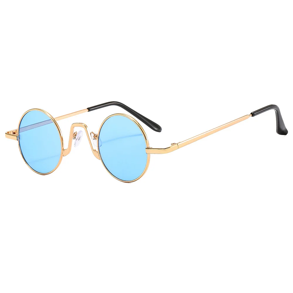 New Metal Round Frame Sunglasses Retro Sunglasses Unisex Glasses Crown Prince Flat Mirror Colorful Funny Sunglasses