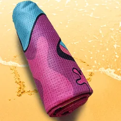 recycled fiber made waffle printed beach towel
