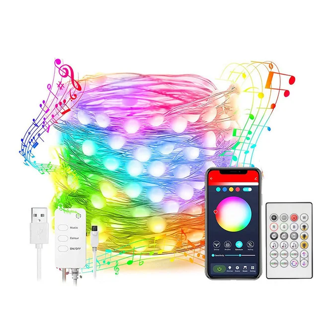 
WIFI Smart Fairy Lights Led String Light for Christmas Decoration Music sync Compatible with Google assistant /Amazon Alexa WIFI Smart Christmas Lights Led String Light for Christmas Decoration Music sync Compatible with Google assistant /Amazon Alexa