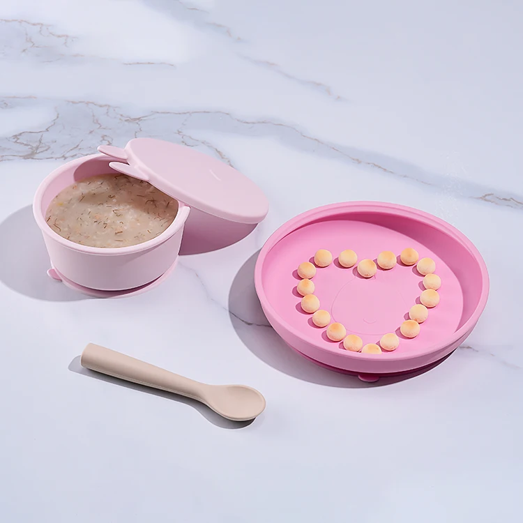 Экологически чистые детские обеденные тарелки, разделители, присоски, наборы для кормления детей, силиконовая тарелка, набор для кормления детей