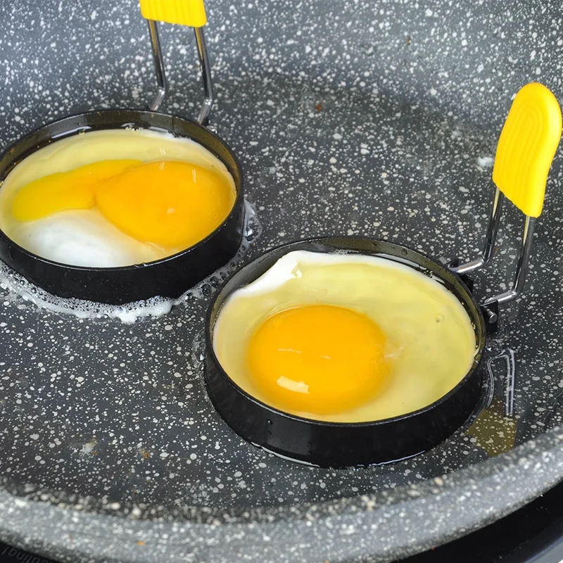 Kitchen Accessories 5 pcs Non Stick Egg Cooking Rings With Silicone Handle Stainless Steel Round Frying Egg Rings