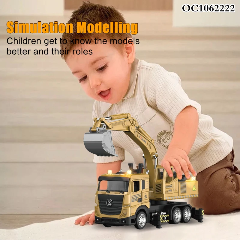Simulation sound lighted up controlled excavator diecast toys mini cars and trucks for 12 years old kids for sale