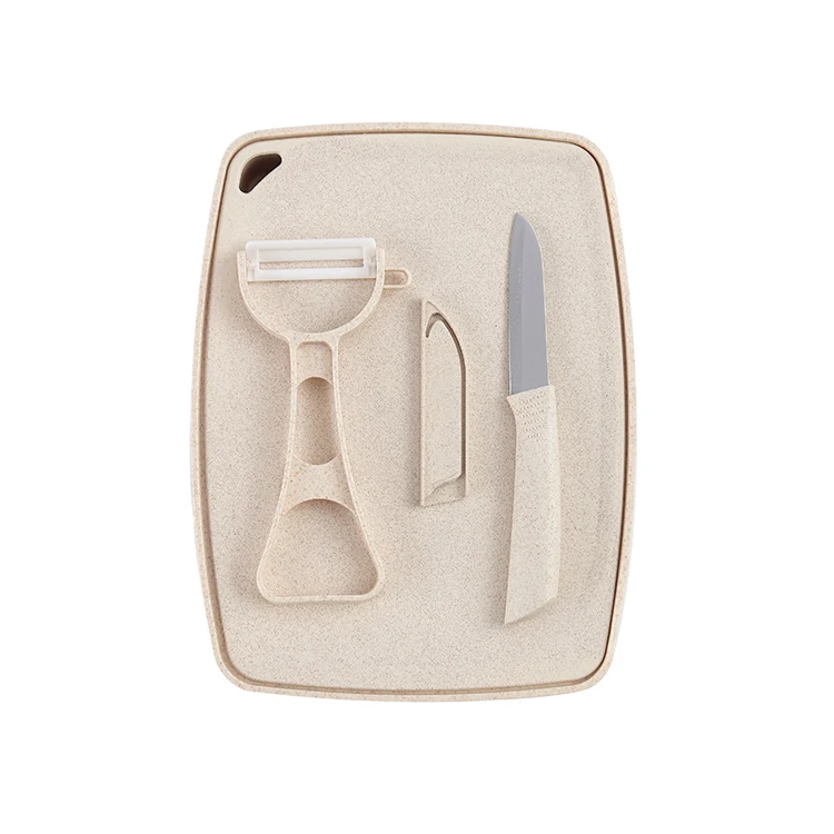  4 Pcs Home Picnic Mini Ceramic Peeler and Fruit Knife Set with Small Cutting Board