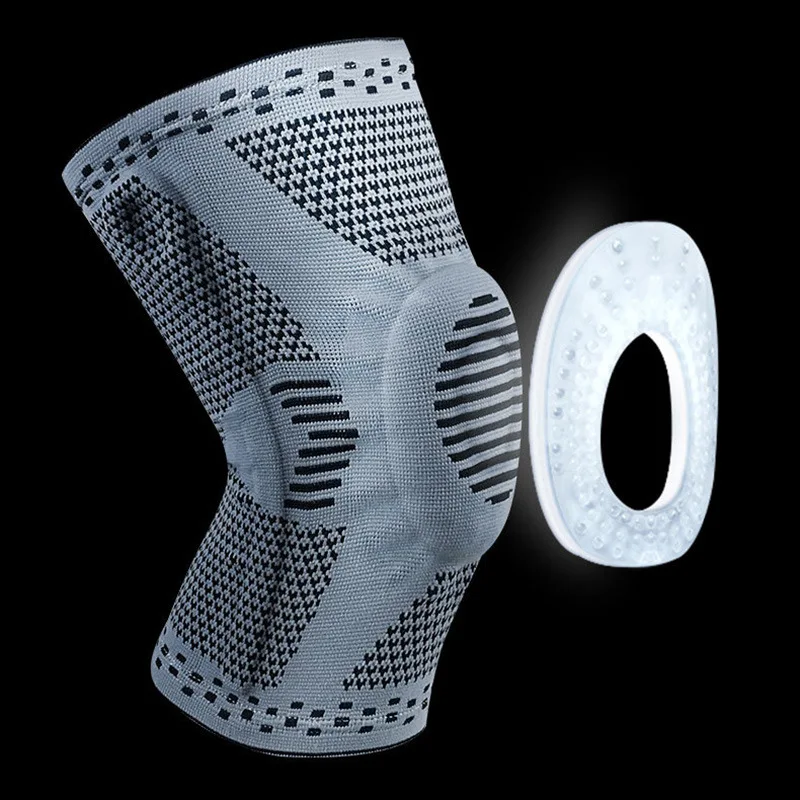 Advanced Nylon Knee Compression Support Brace Sleeve Protector with Silicon Pads for Fitness Sports Gym Exercise Weightlifting