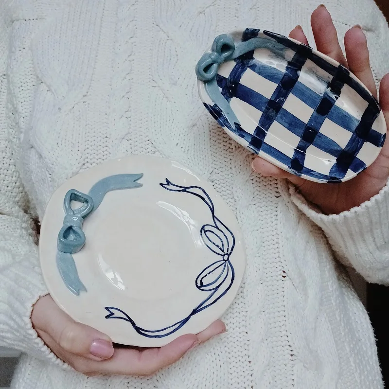 Ceramic bow handmade trinket dish decorative bow jewelry dish cute ring dish homedecor and girl gift